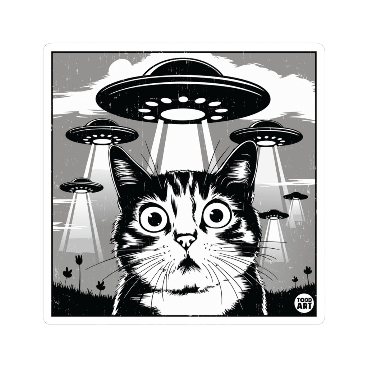 Cat AbductionTodd Art Sticker