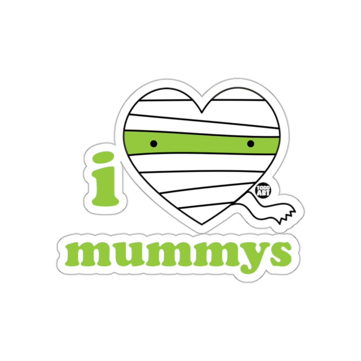 I Heart Mummys Sticker Fun Halloween Design
