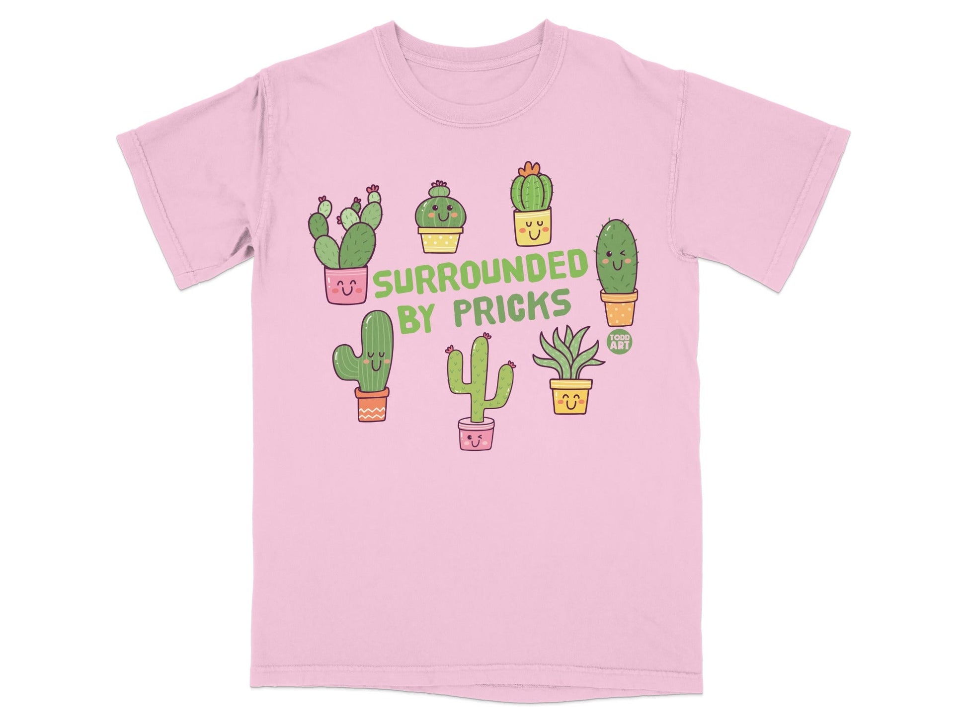 Surrounded By Pricks Cactus Graphic Pink T-Shirt