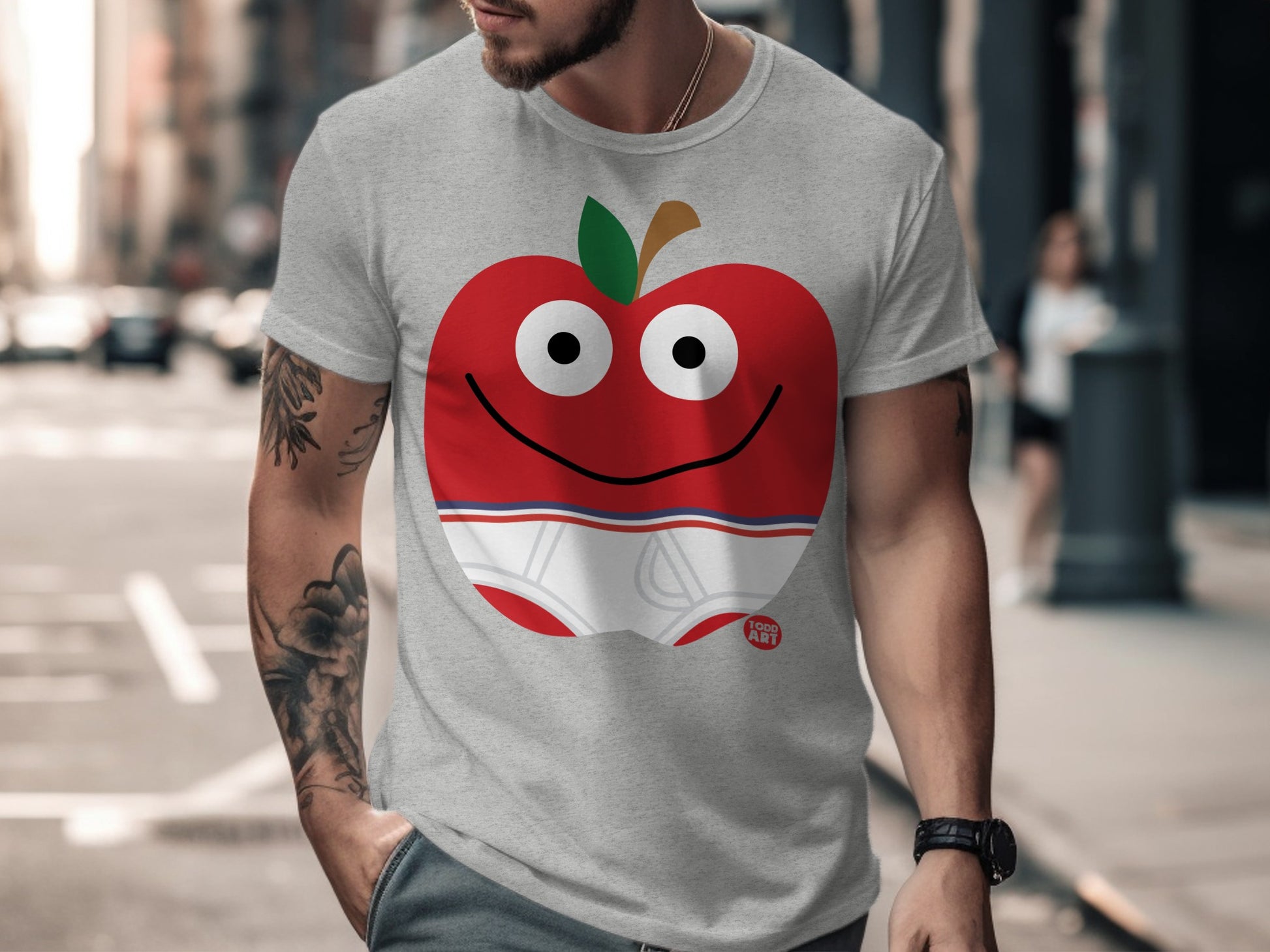 Fun Apple Character Graphic T-Shirt Product