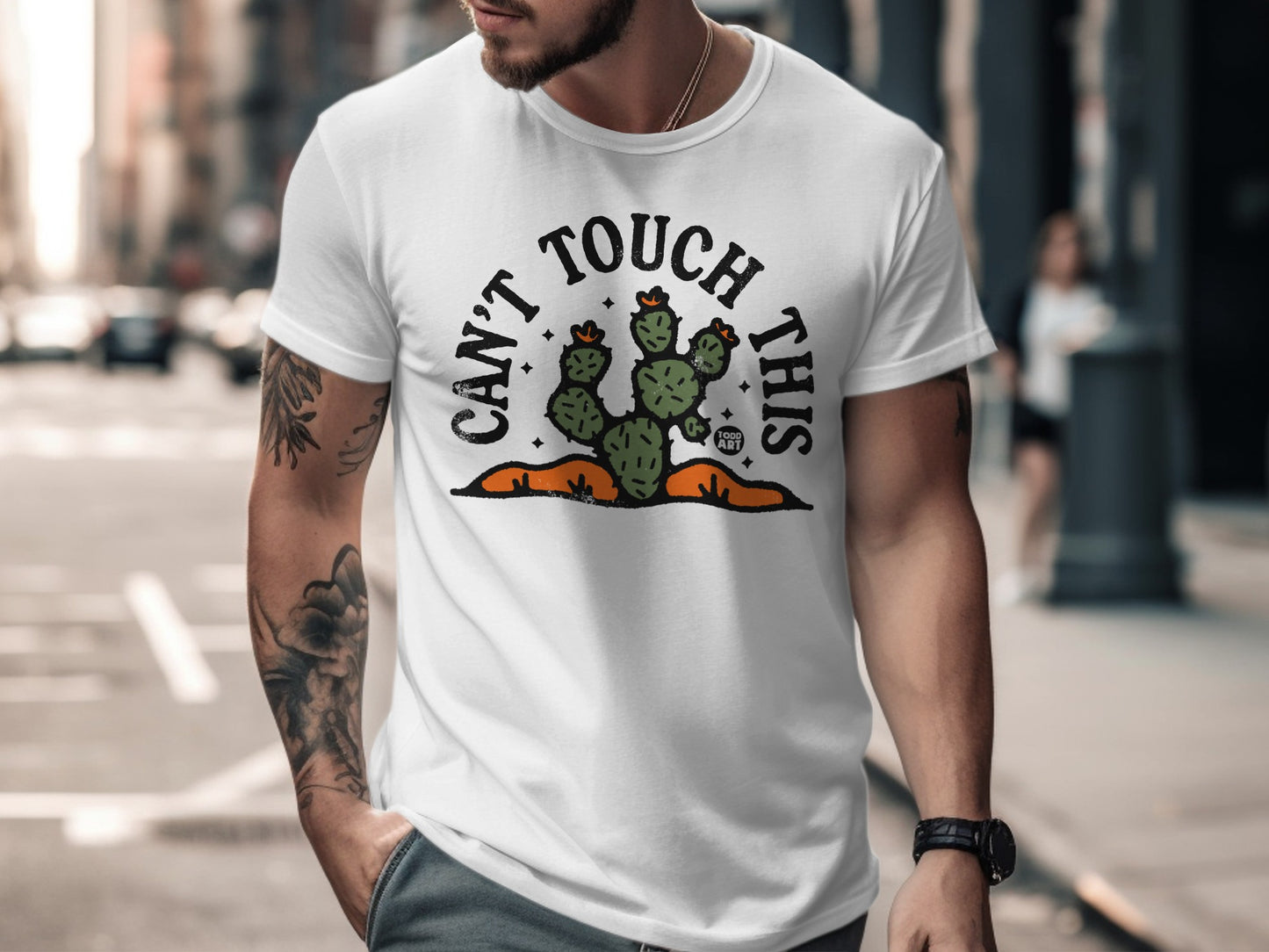 Can't Touch This Cactus Illustration Design T-Shirt