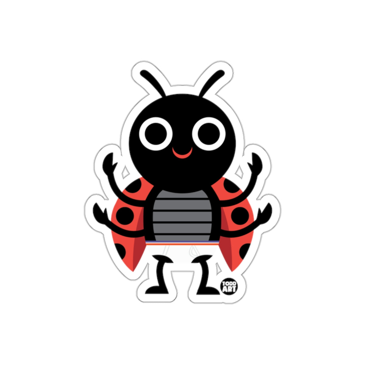 Cute Ladybug Todd Art Sticker with Big Eyes and Smile
