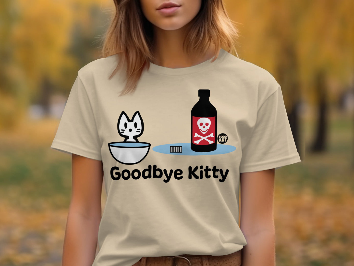 Goodbye Kitty Graphic Tee with Funny Dark Humor