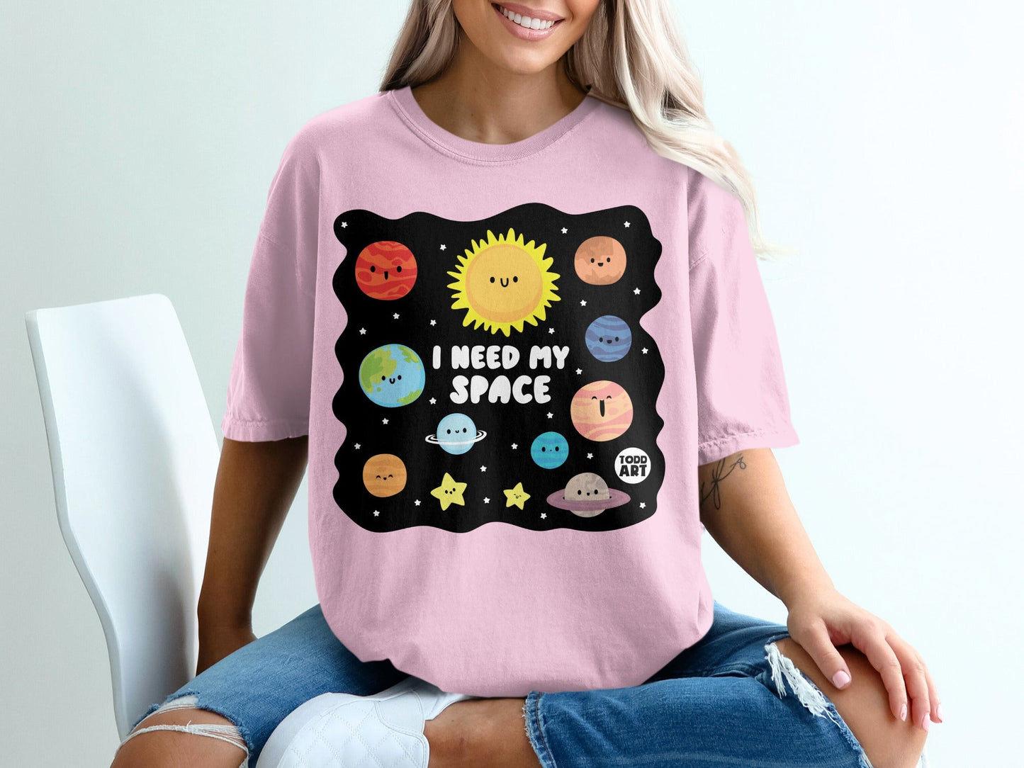 I Need My Space Cute Planets Graphic Todd Art Shirt