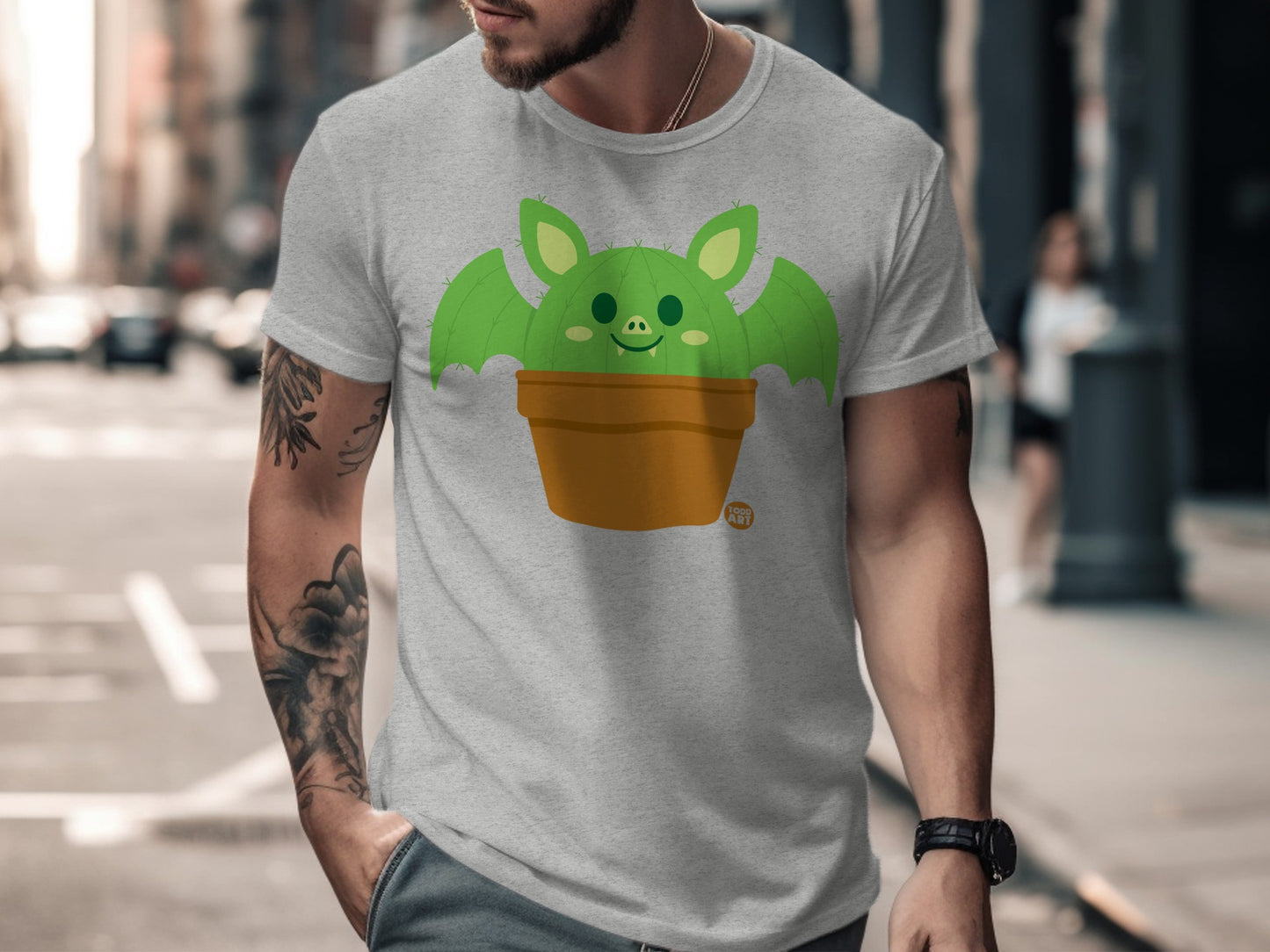 Adorable Bat in Flower Pot Cute Graphic T-shirt