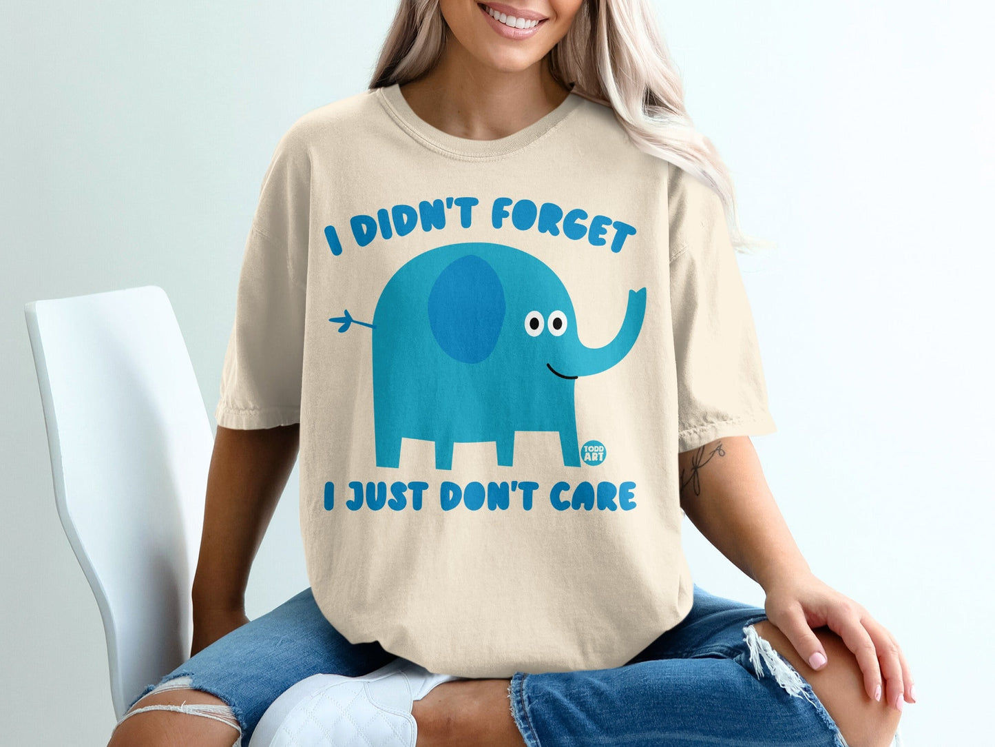 I Didn't Forget I Just Don't Care Blue Elephant T-shirt