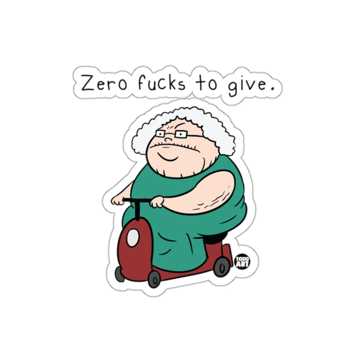 Zero Fucks To Give Funny Grandma Scooter Sticker