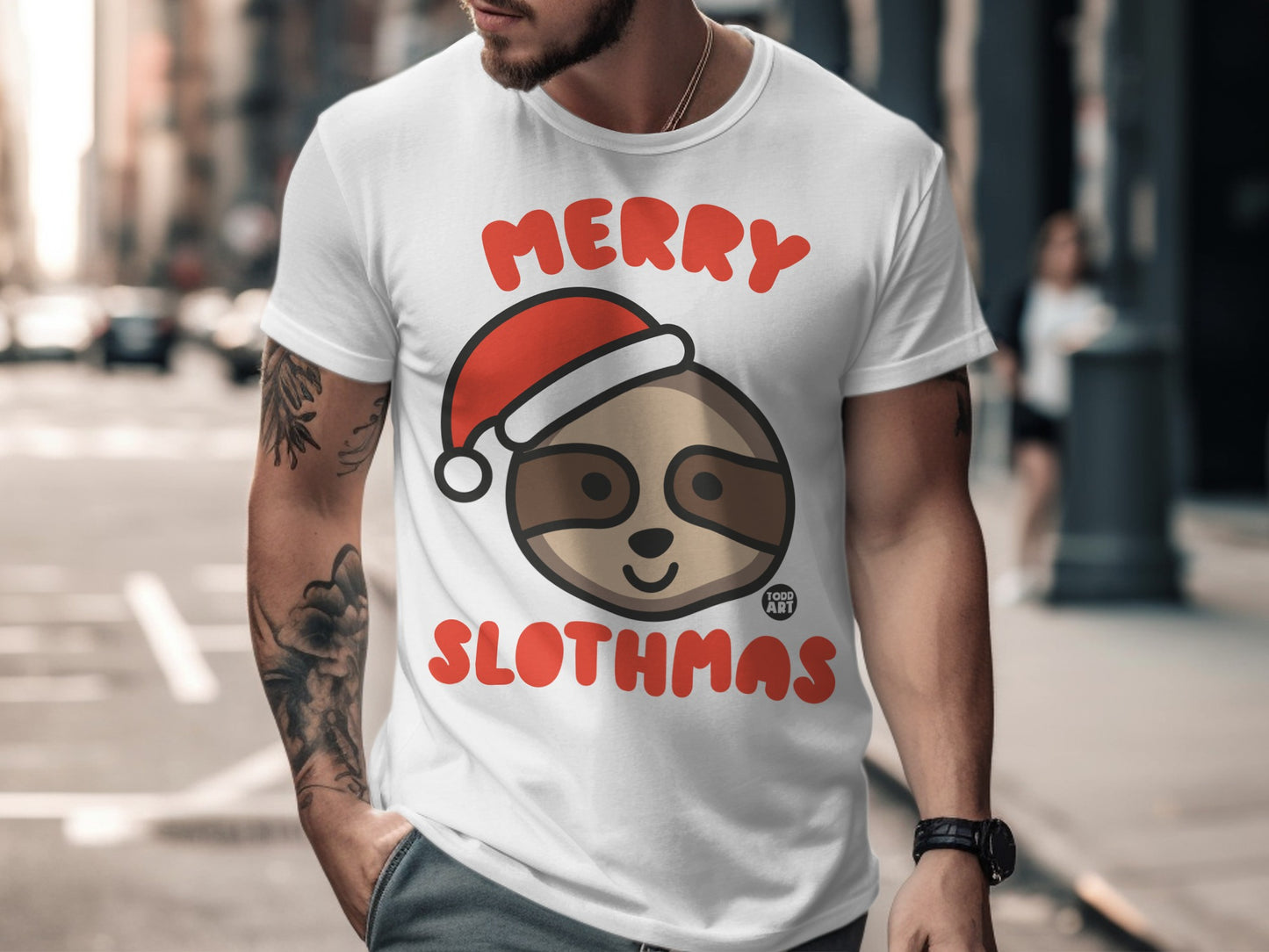Funny Merry Slothmas Santa Christmas Sloth T-Shirt
