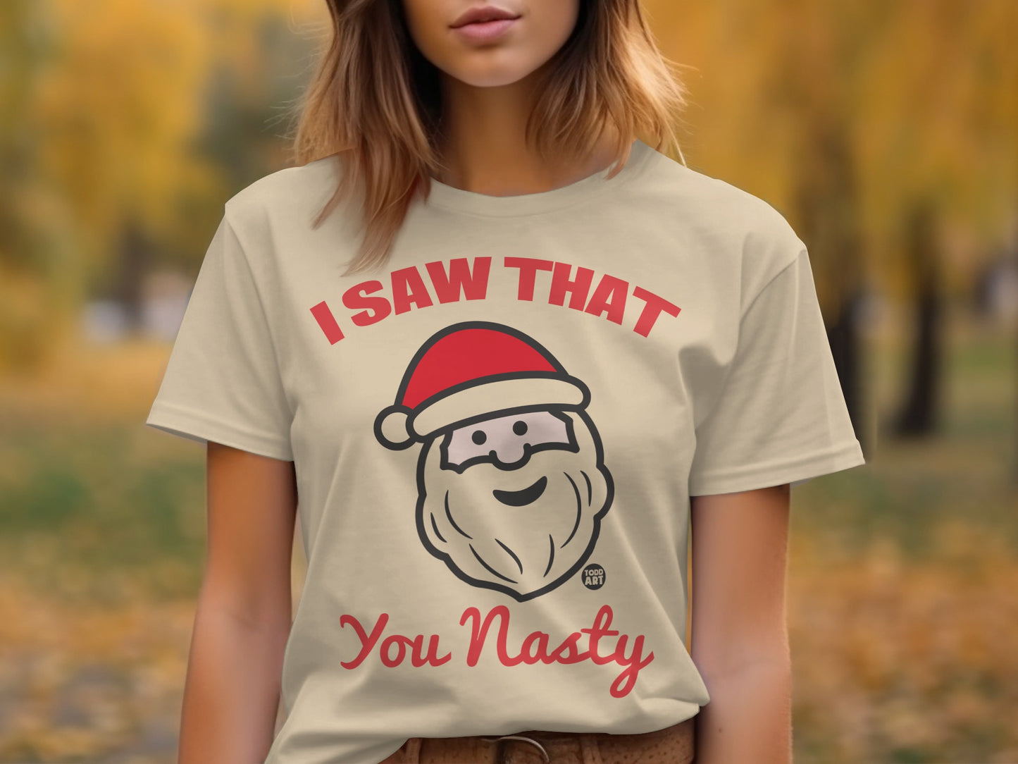 I Saw That You Nasty Funny Santa t-shirt