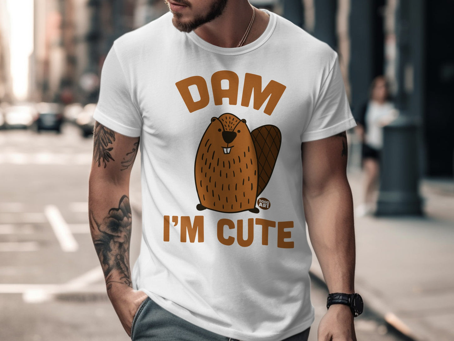 Dam I'm Cute Funny Beaver Graphic T-Shirt