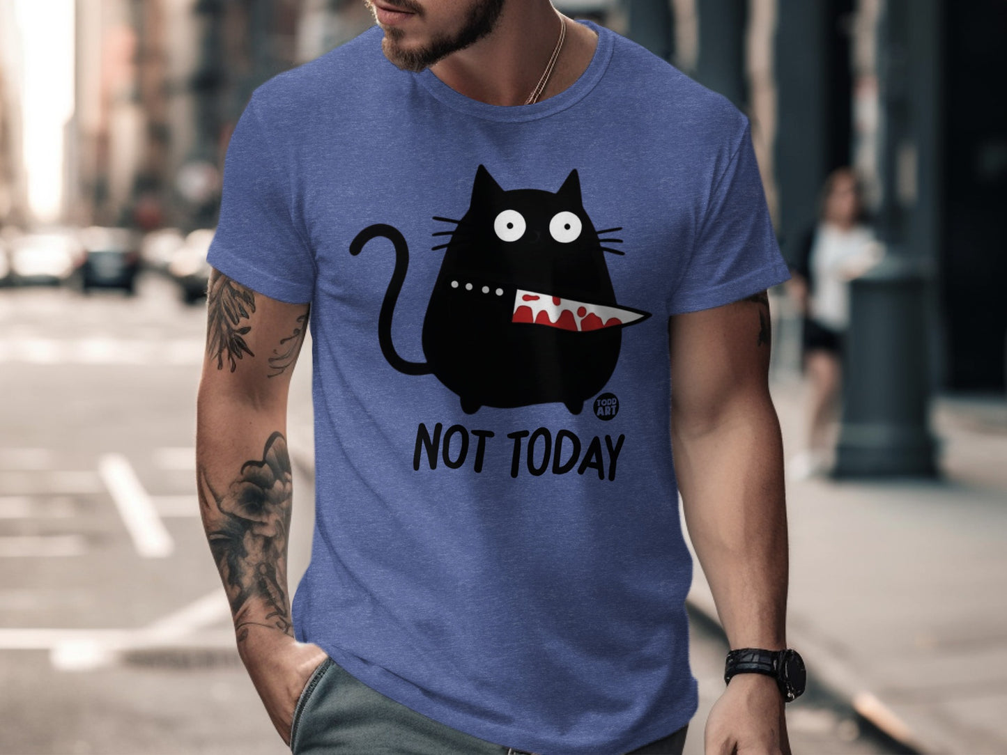 Not Today Funny Black Cat Graphic T-Shirt