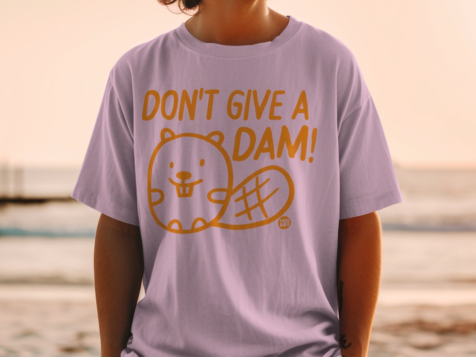 Don't Give A Dam Funny Beaver Graphic T-Shirt