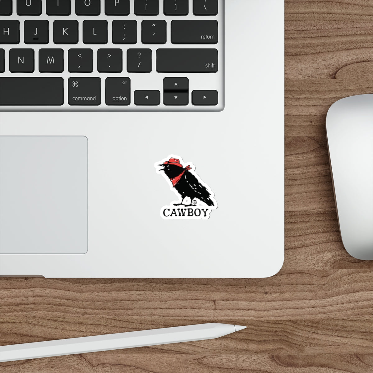 Funny Black Crow Cawboy Red Hat Bandana Sticker 