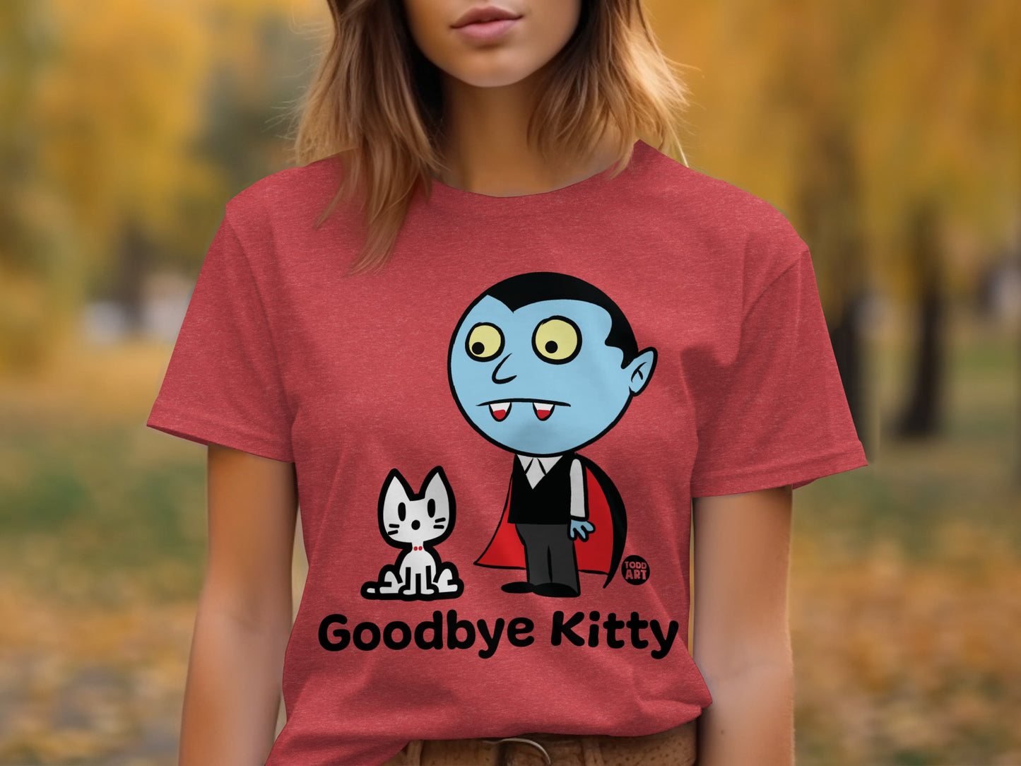 Goodbye Kitty Graphic Tee Featuring Cartoon Dracula