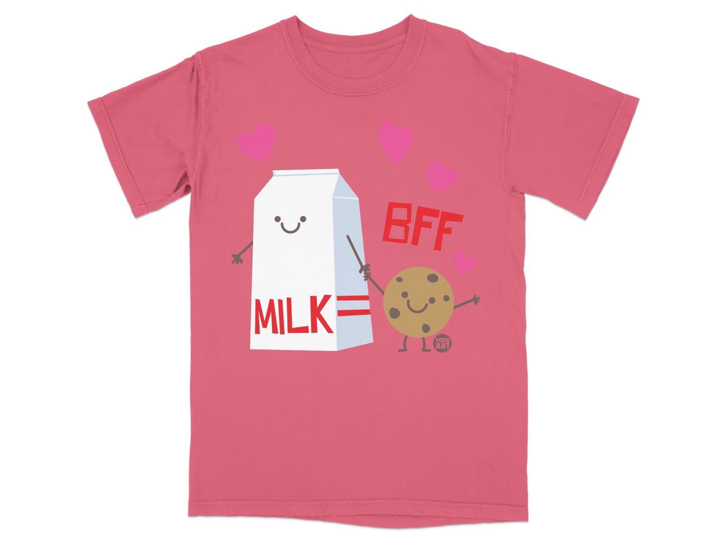 Cute Milk and Cookie BFF Design Pink Shirt