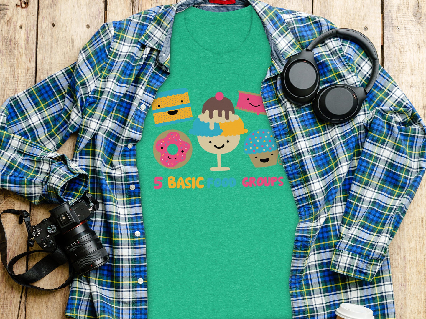 Funny 5 Basic Food Groups Graphic Tee For Food Lovers