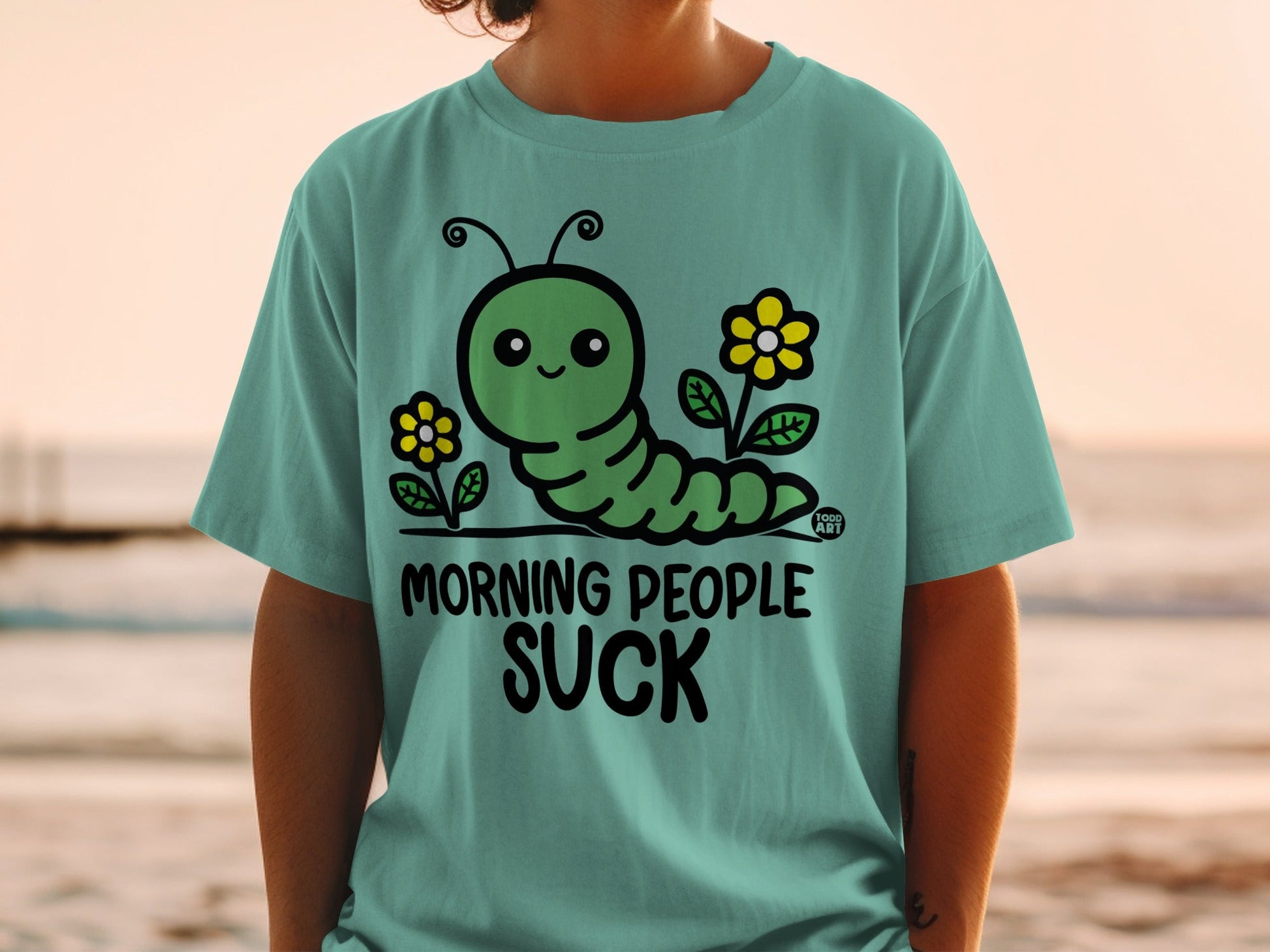 Morning People Suck Cute Cartoon Caterpillar Shirt