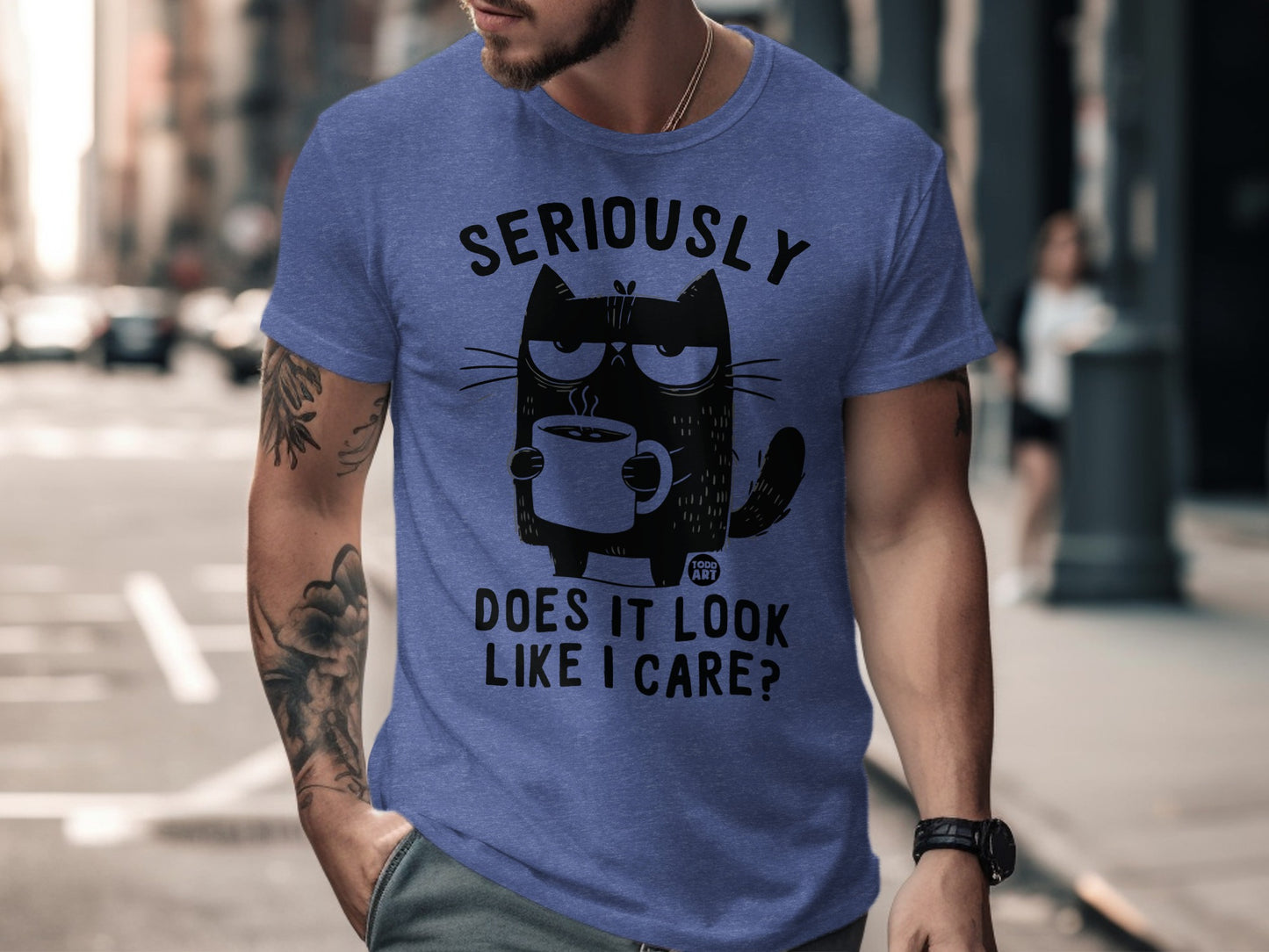 Seriously Does It Look Like I Care Cat T-shirt