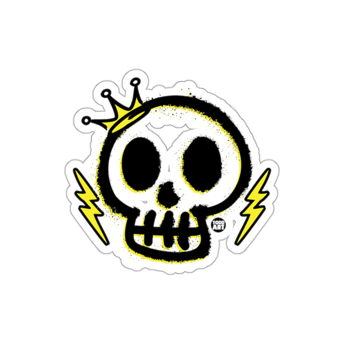Skull With Crown and Lightning Bolts Design Cool sticker
