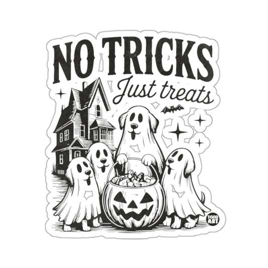 NO TRICKS Just treats Ghost Dogs Haunted House Scene 