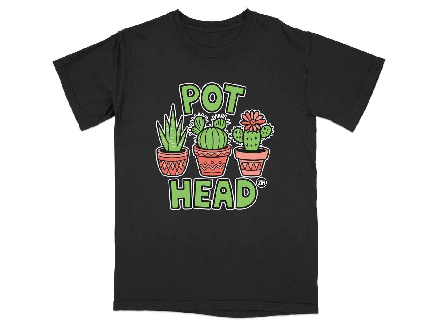 Humorous Pot Head Plant Cactus Graphic T-Shirt