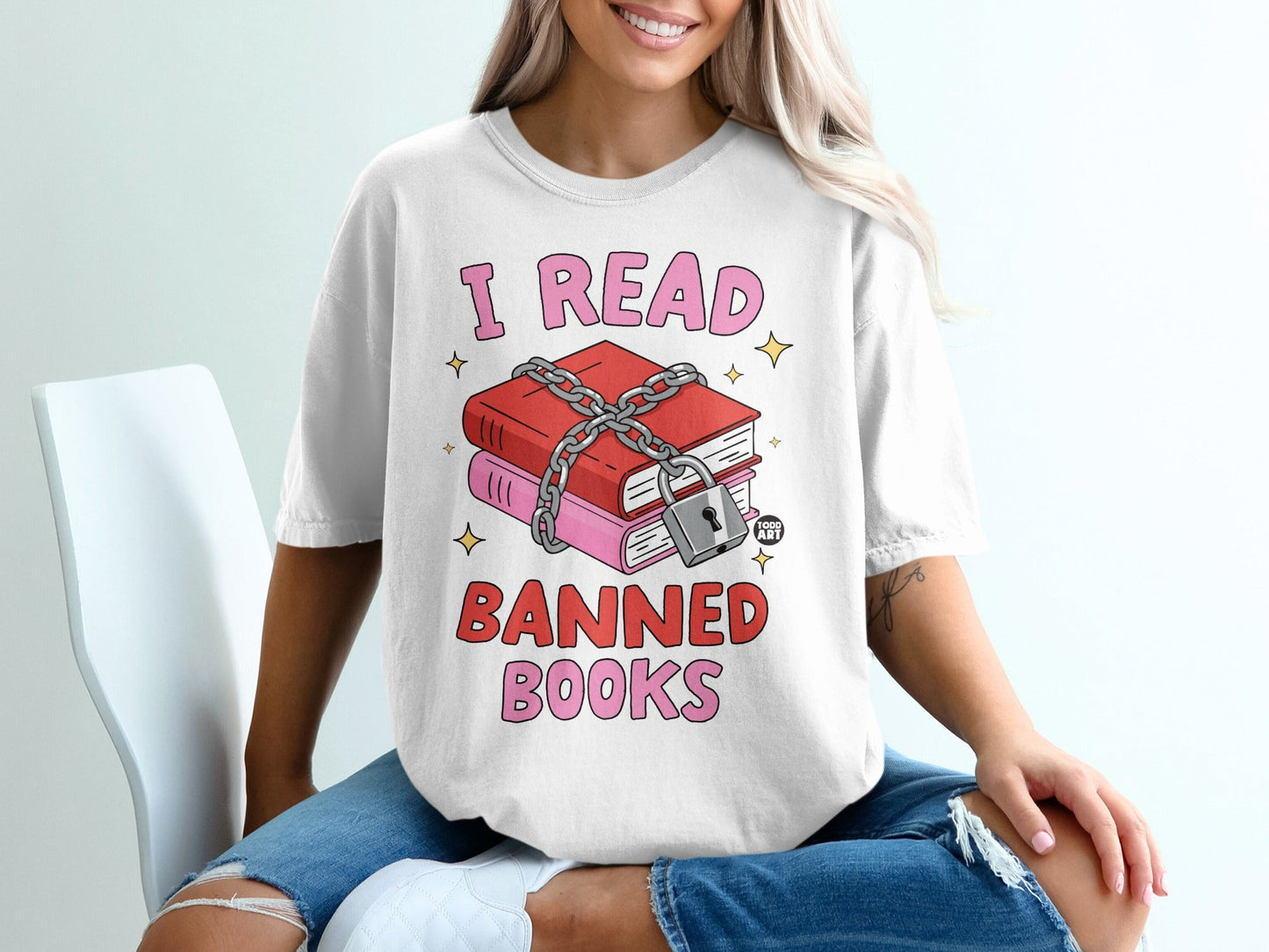 I Read Banned Books Graphic Tee Shirt Short Sleeve