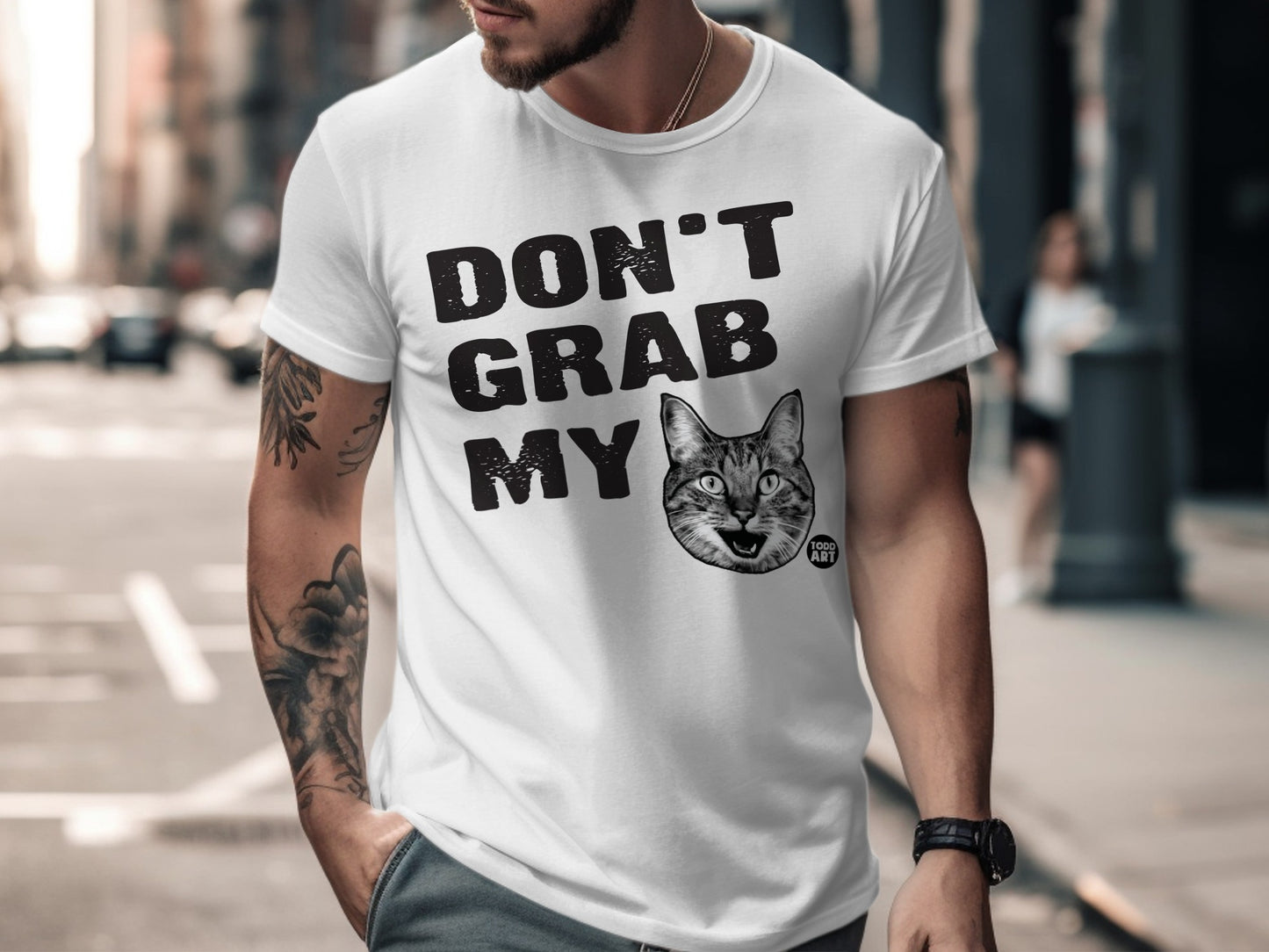 Funny Cat Graphic Don't Grab My Cat T-Shirt