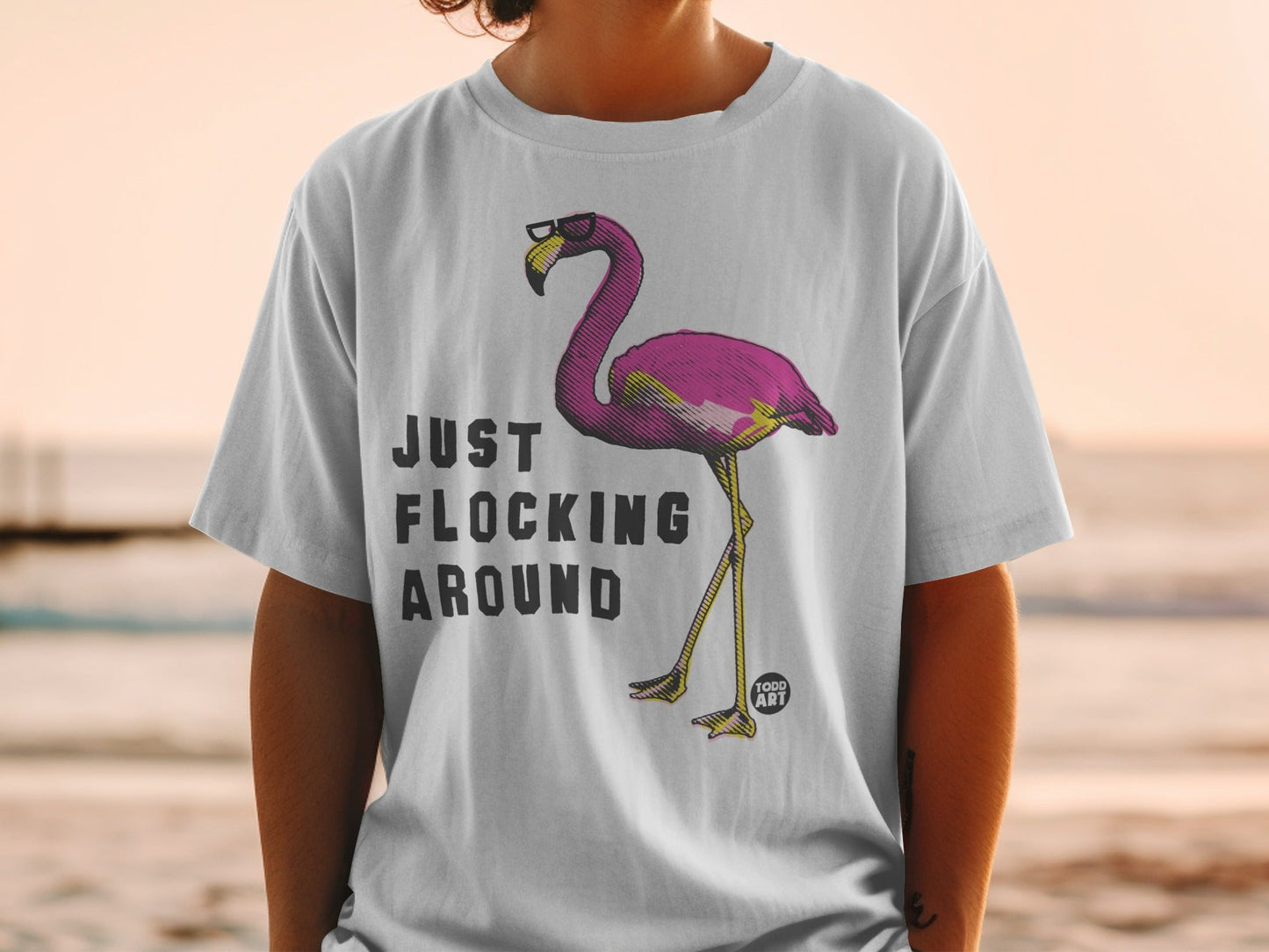 Just Flocking Around Flamingo Graphic Tee