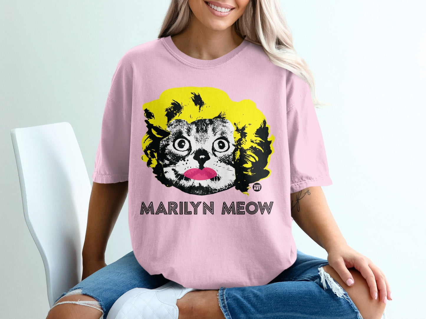 Marilyn Meow Pop Art Cat Graphic T-Shirt