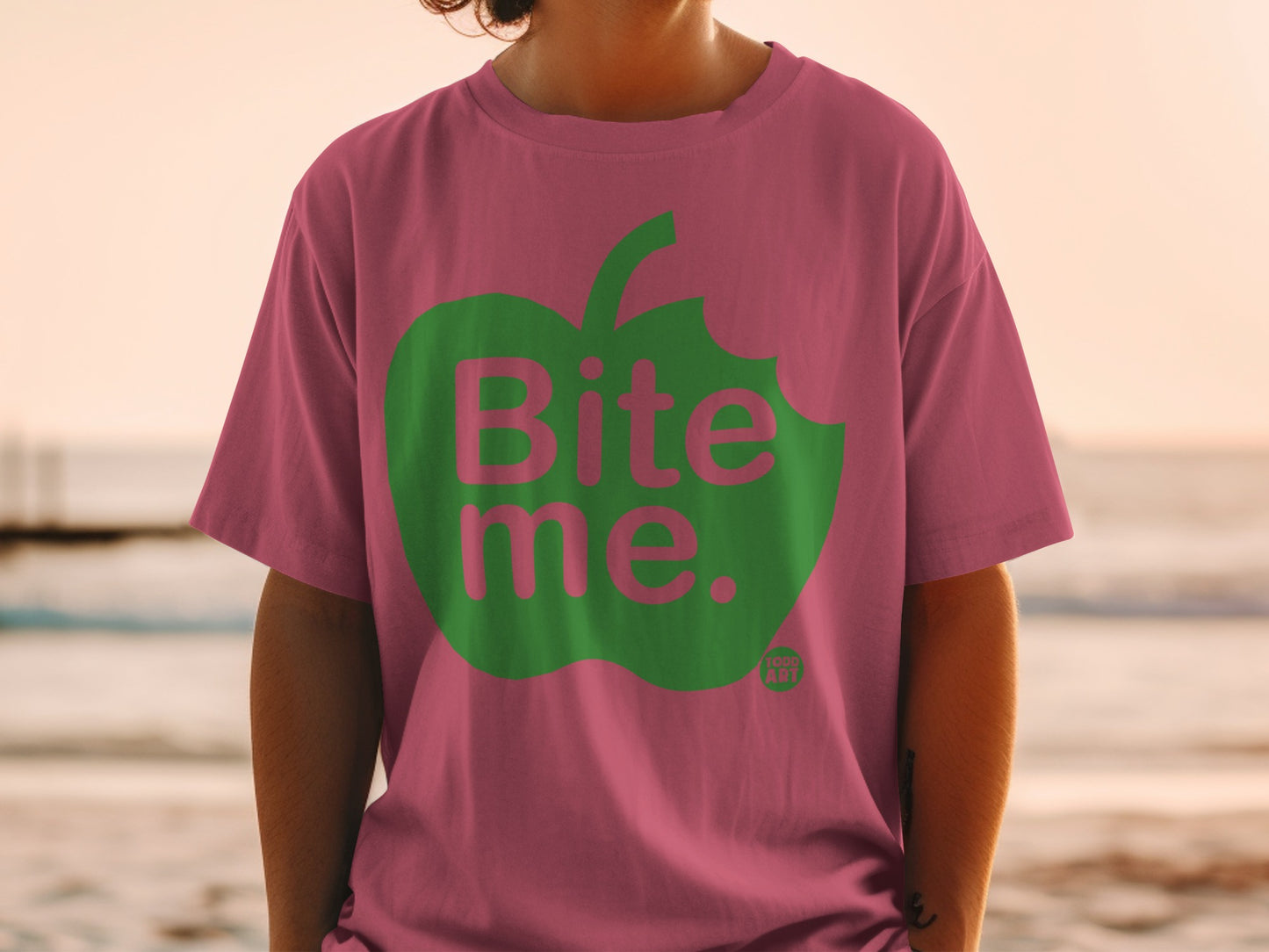 Pink Green Apple Bite Me TODO ART T-shirt product type