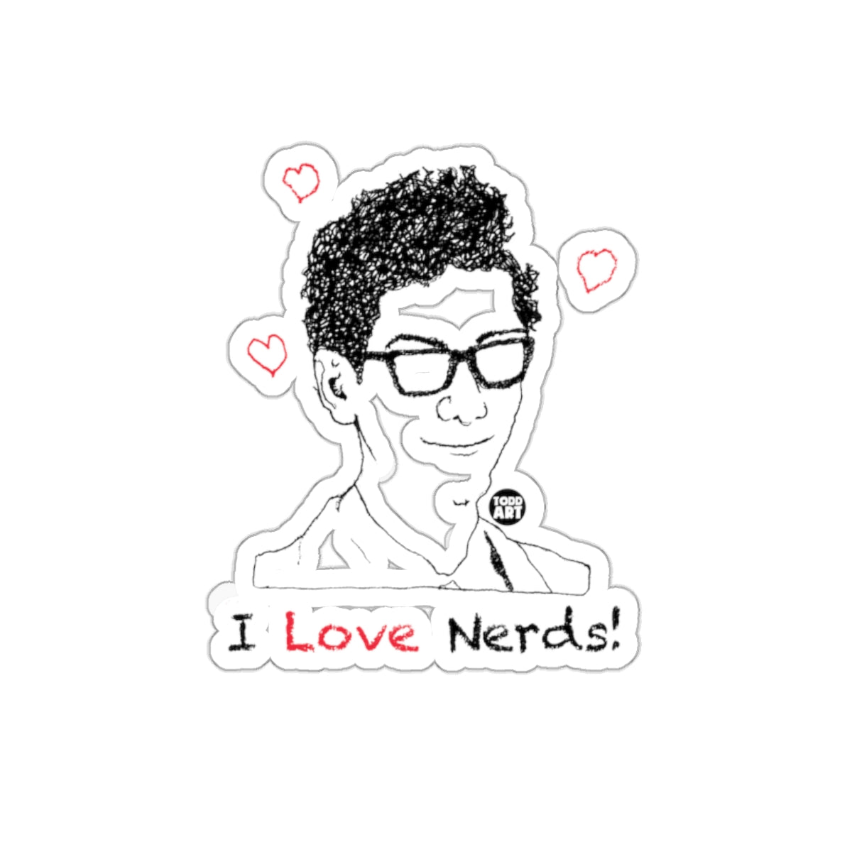 I Love Nerds Graphic Design Illustration Art sticker