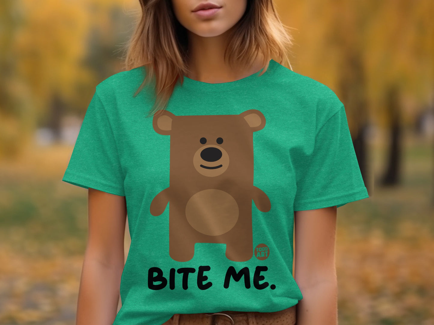 Cute Bear Graphic Tee with Bite Me Message Shirt