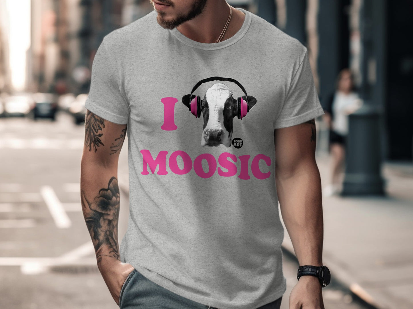 I Moosic Funny Cow with Headphones T-shirt