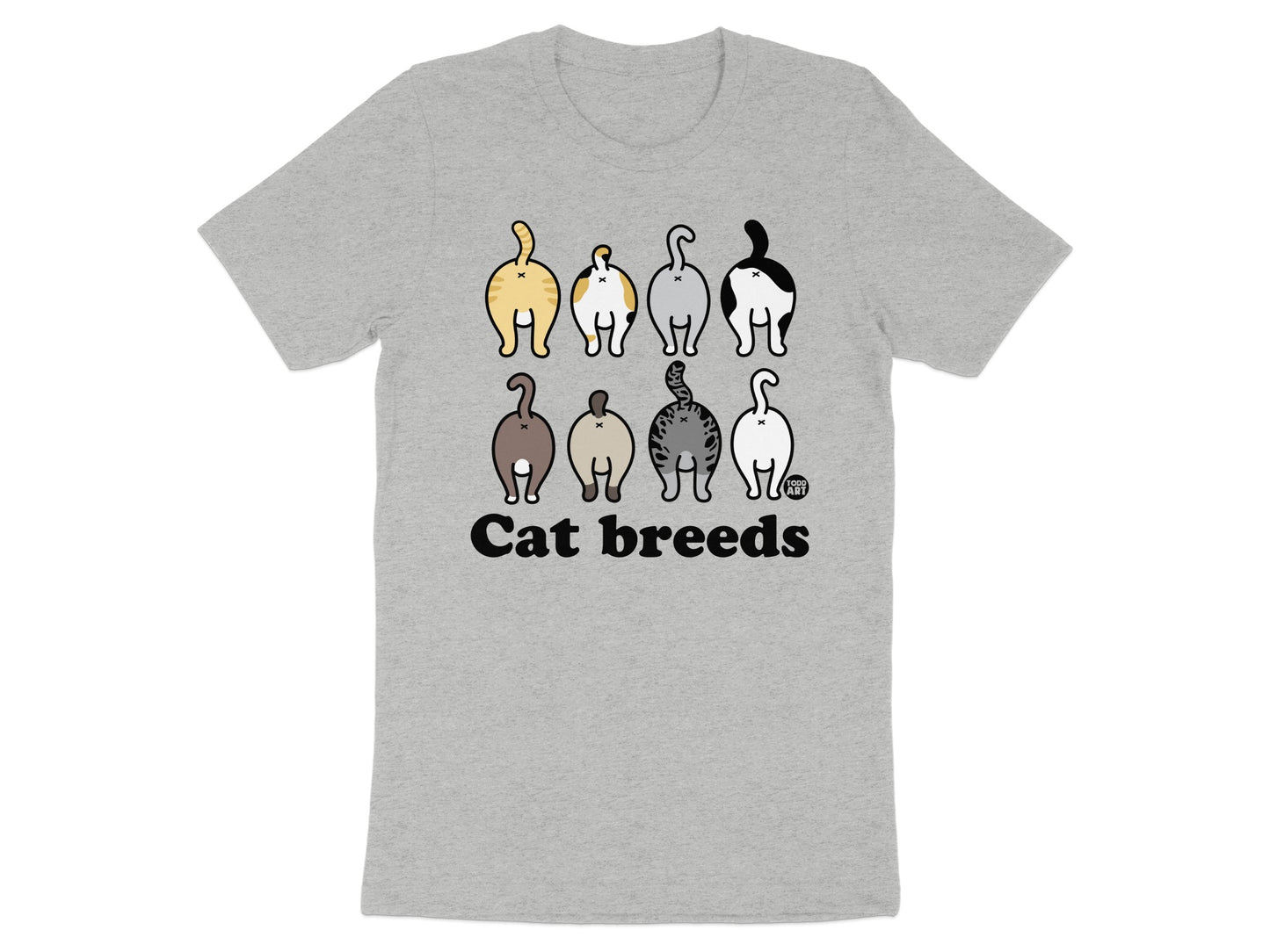 Funny Cartoon Cat Breeds Design Printed T-Shirt Product