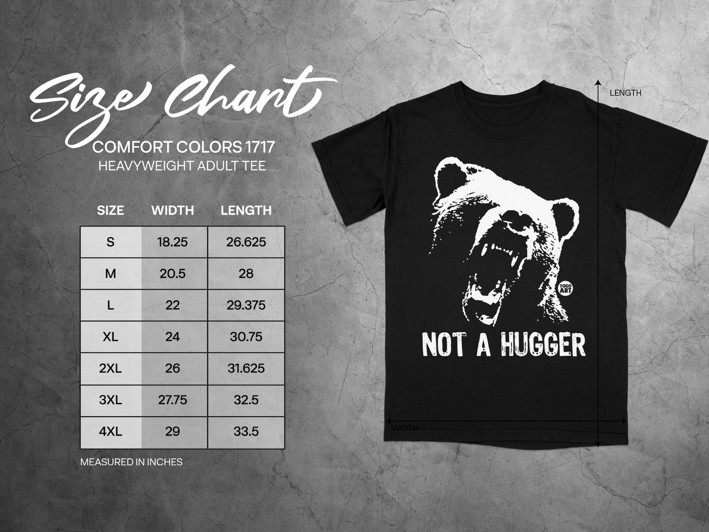 Not A Hugger Bear Print Heavyweight Adult Tee