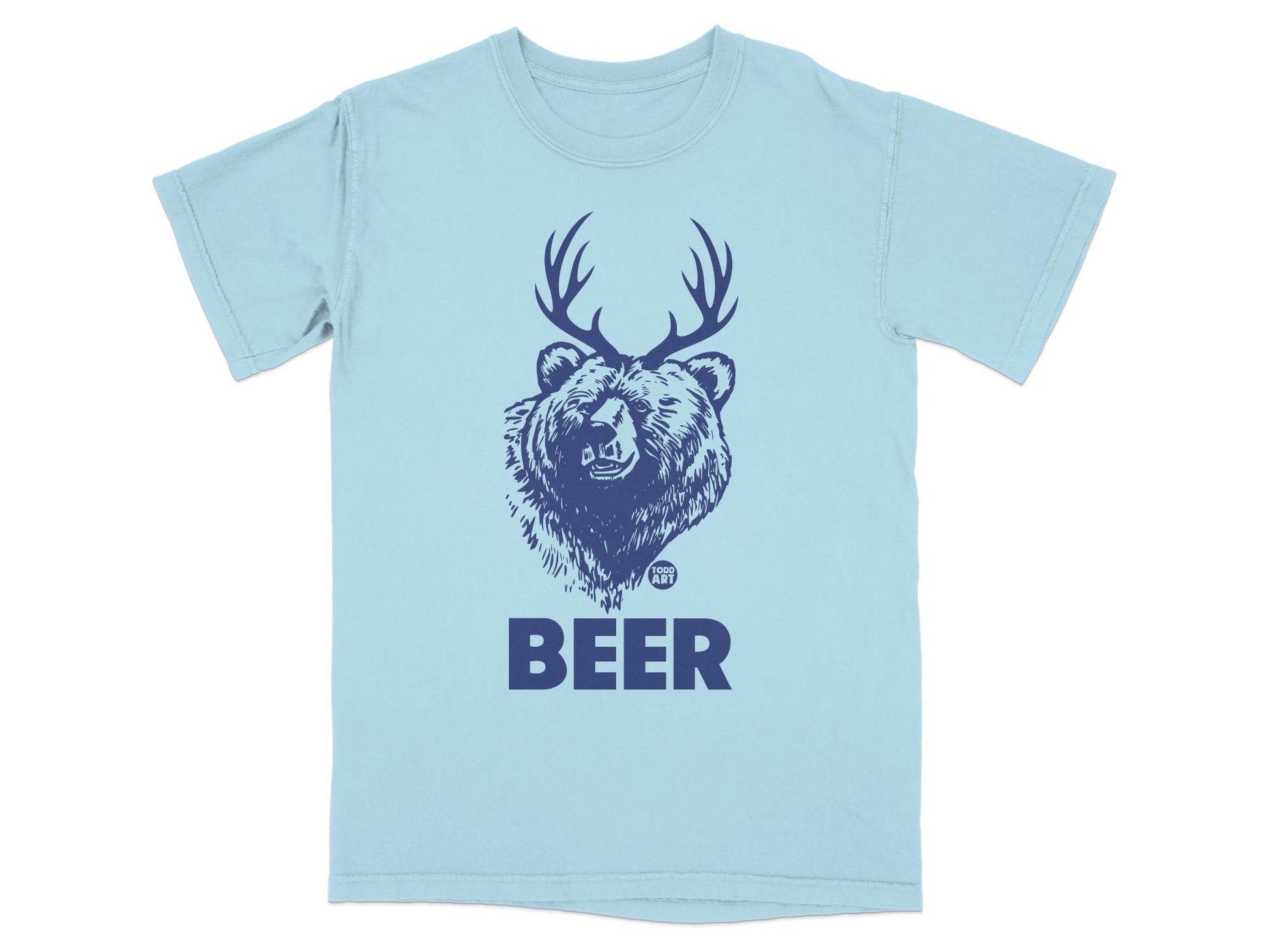 Bear with Antlers Design Graphic Beer T-shirt
