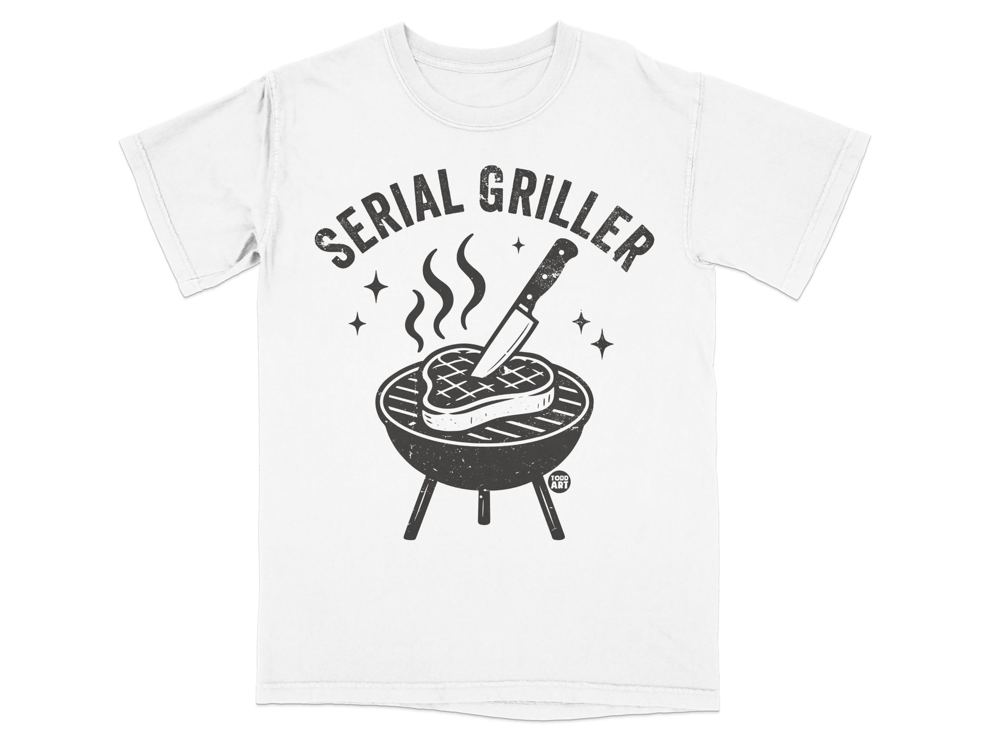 SERIAL GRILLER Grill Steak Knife Smoke Stars T-Shirt
