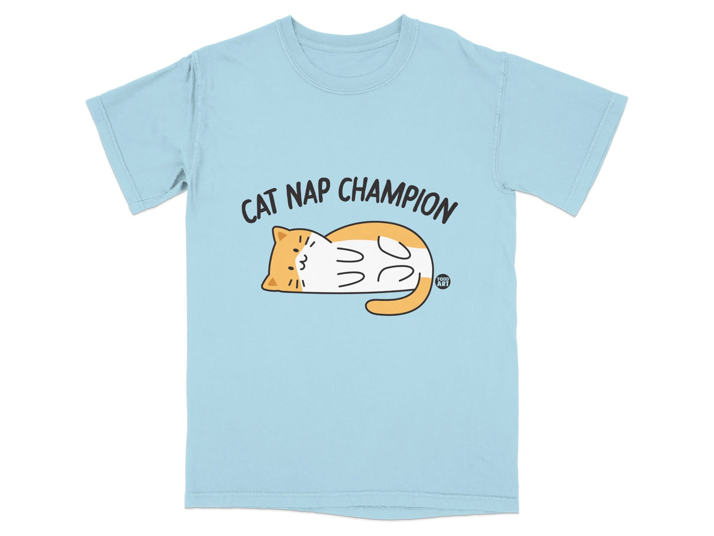 Cat Nap Champion Graphic Tee with Adorable Sleeping Cat