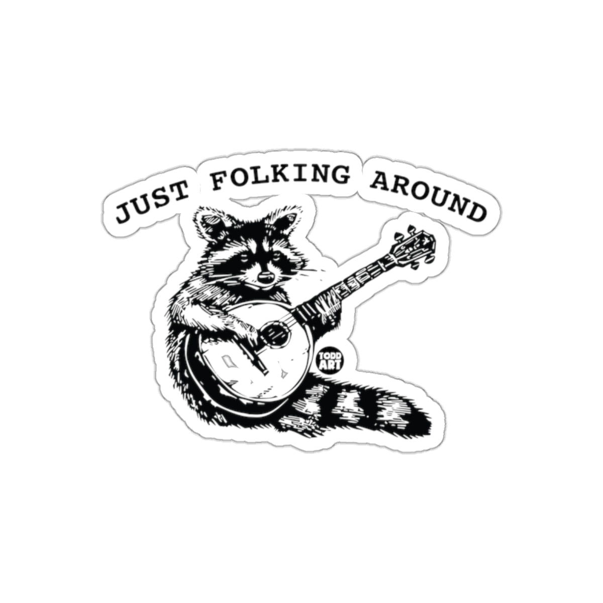 Just Folking Around Raccoon With Mandolin Instrument sticker