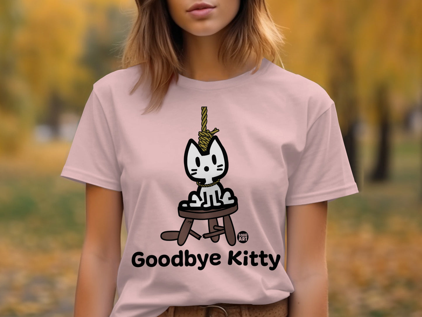 Goodbye Kitty humorous graphic tee shirt