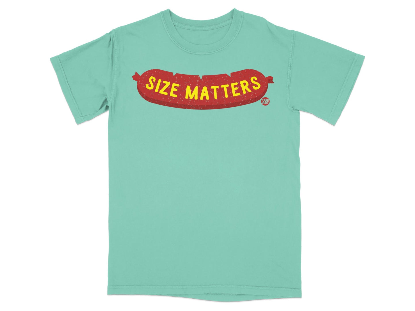 Size Matters T-Shirt, Funny Sausage Graphic Tee, Humorous Food Lover Gift, BBQ Grill Master Apparel, Witty Party Statement Top, Gag Gift