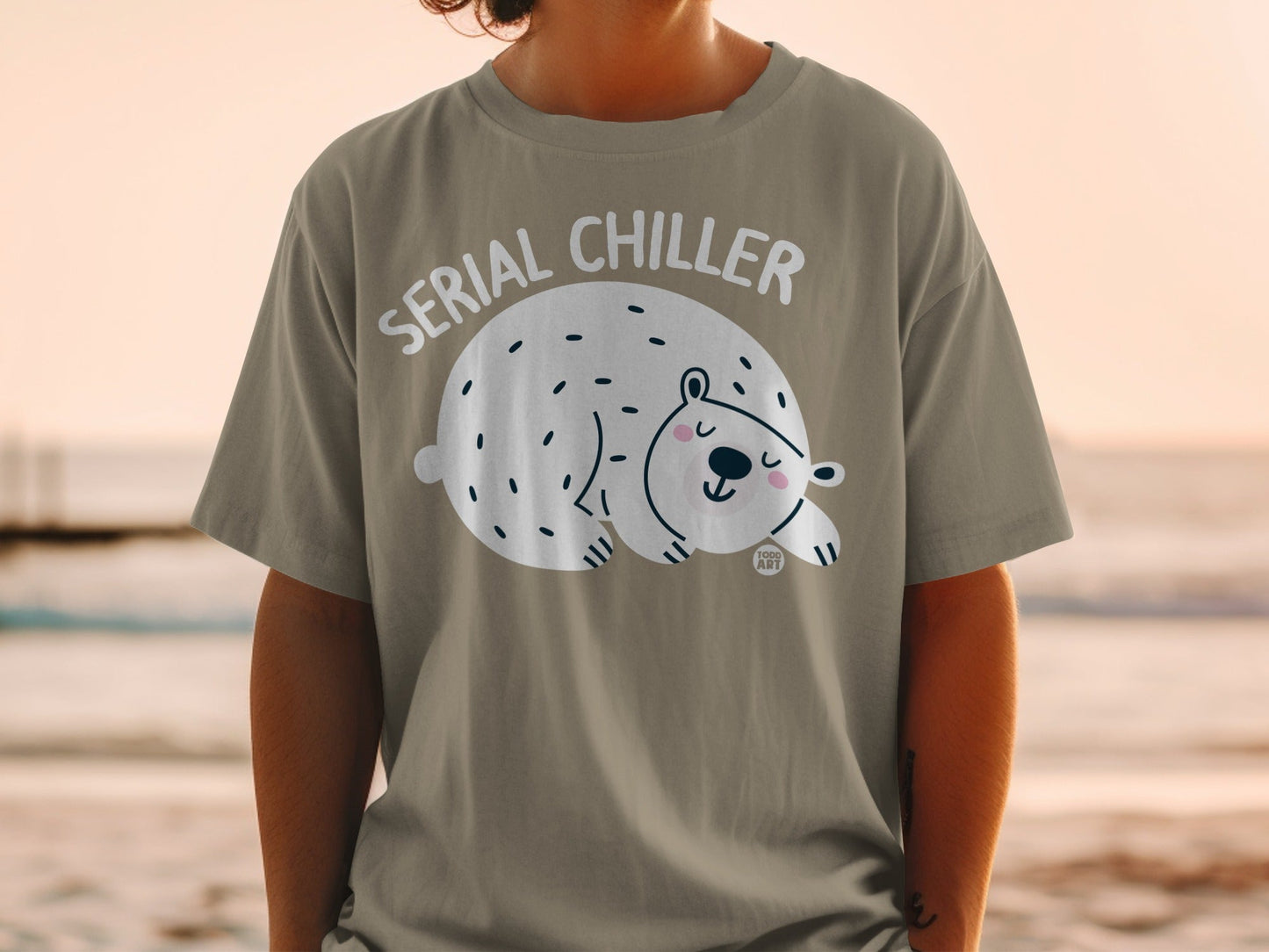 Serial Chiller Cute Sleeping Bear Graphic T-shirt