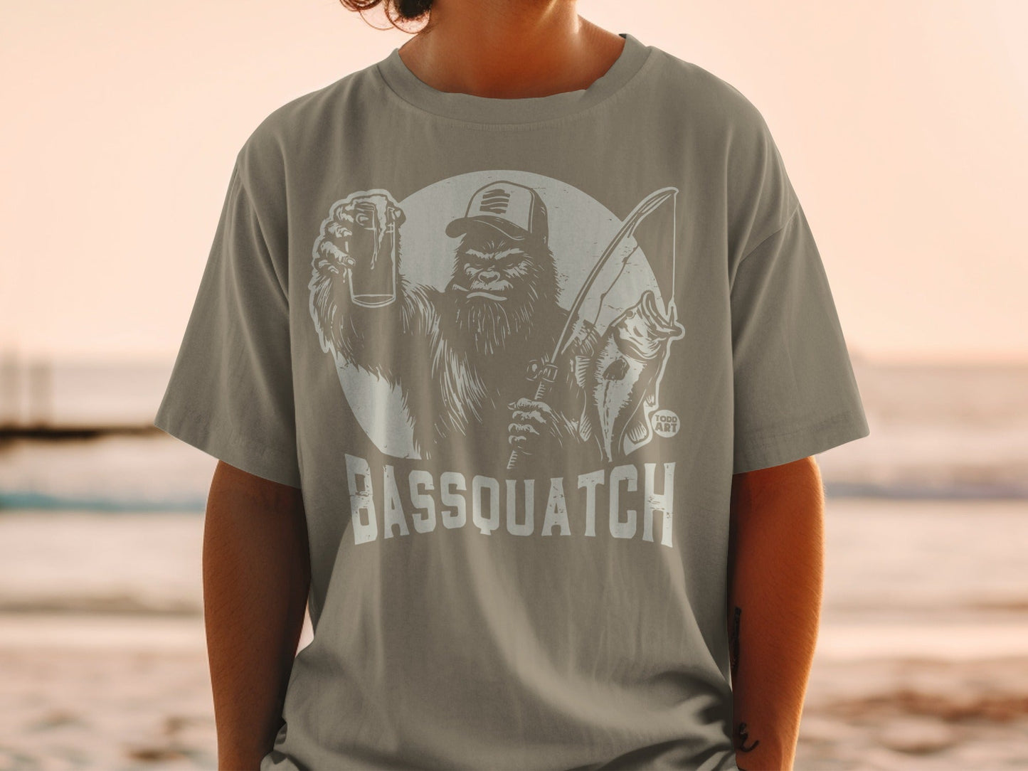 Bassquatch Fishing Graphic T-Shirt for Outdoor Enthusiasts