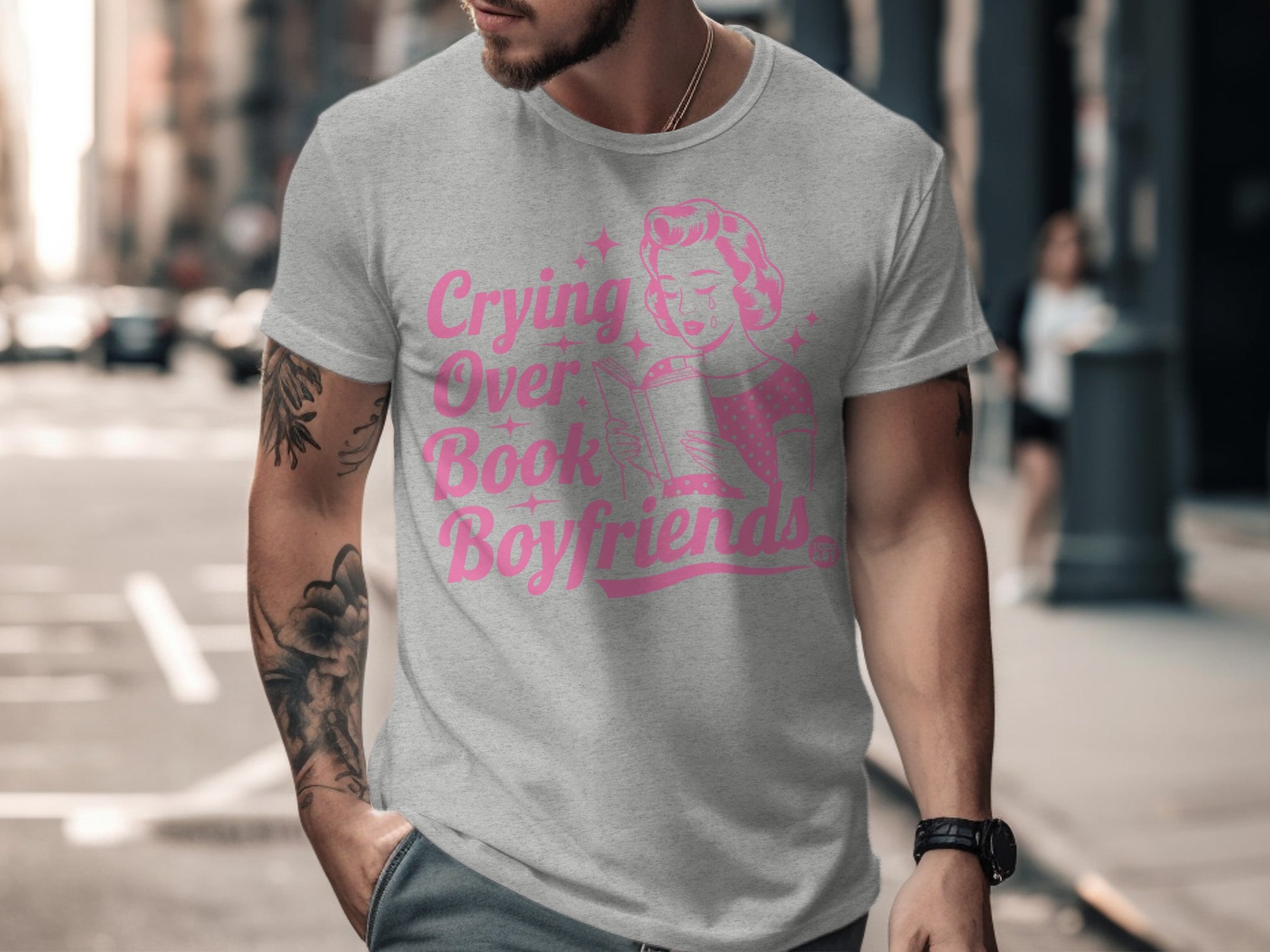 Crying Over Book Boyfriends Graphic T-Shirt