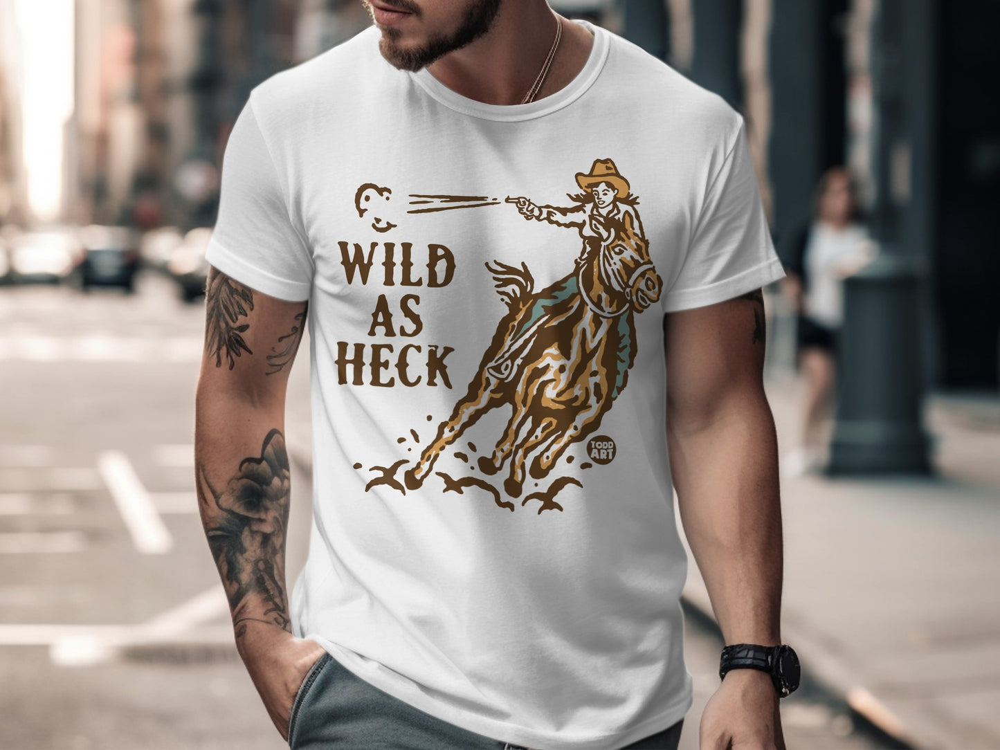 Wild As Heck Cowboy Graphic T-Shirt for Casual Wear