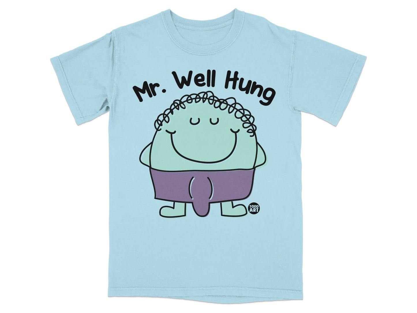 Mr. Well Hung Funny Cartoon Graphic T-Shirt