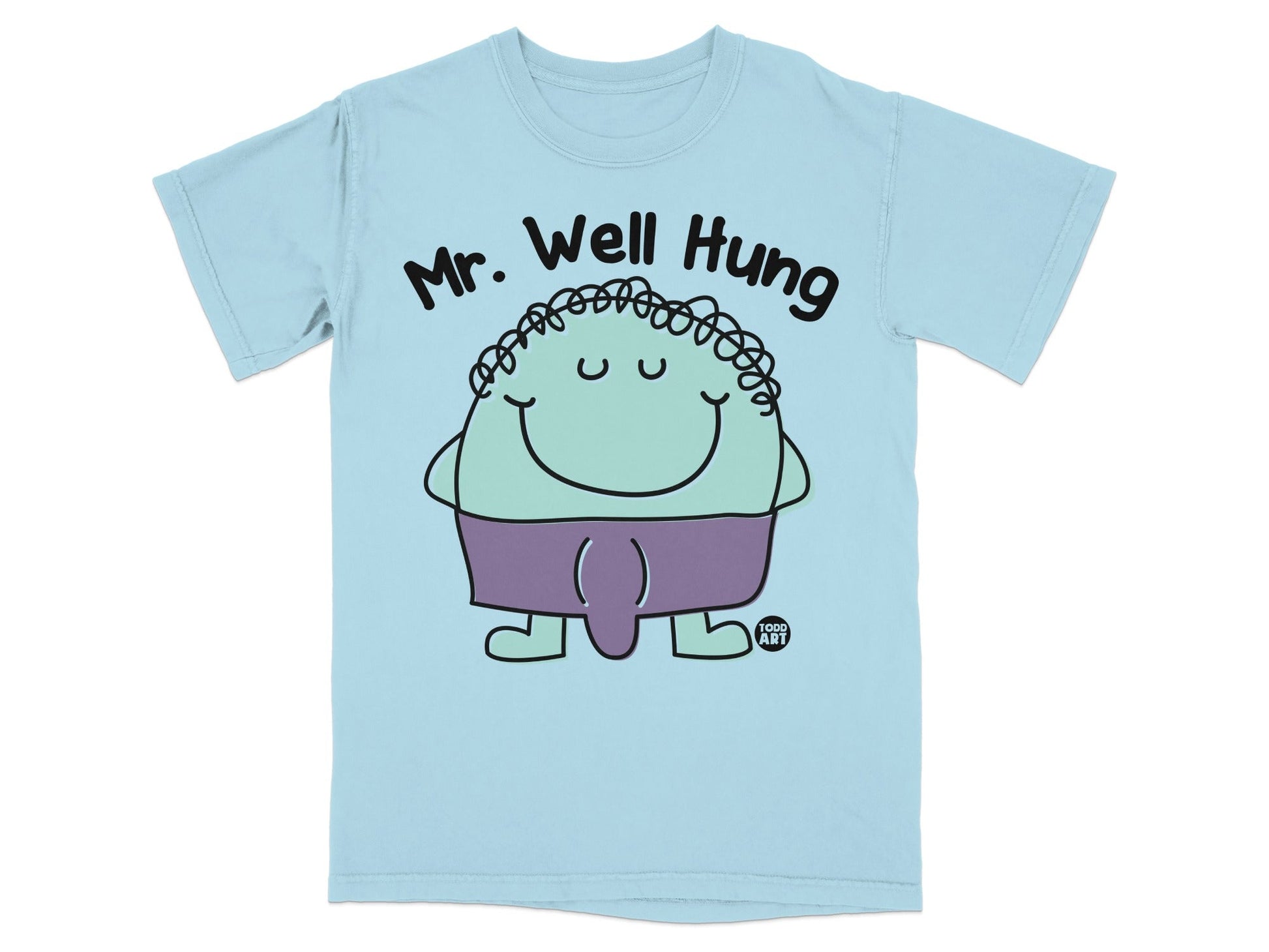 Mr. Well Hung Funny Cartoon Graphic T-Shirt