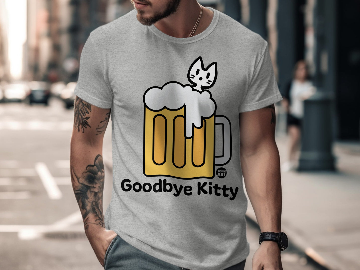 Goodbye Kitty Fun Beer Graphic T-shirt