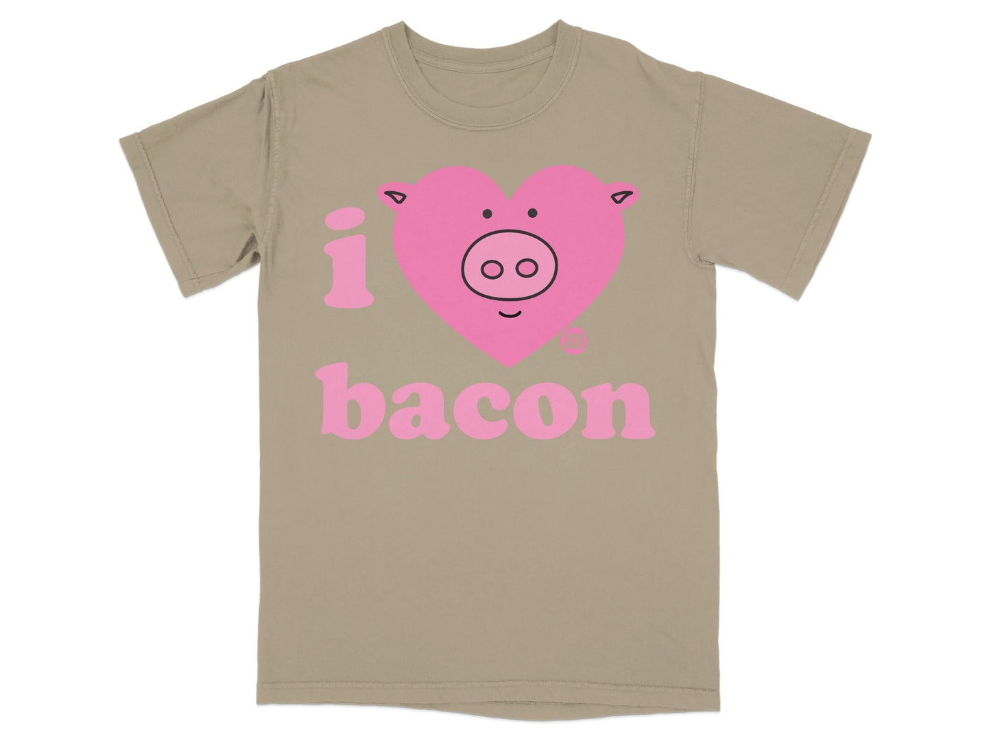 I Love Bacon Pig Heart Graphic Tee Shirt