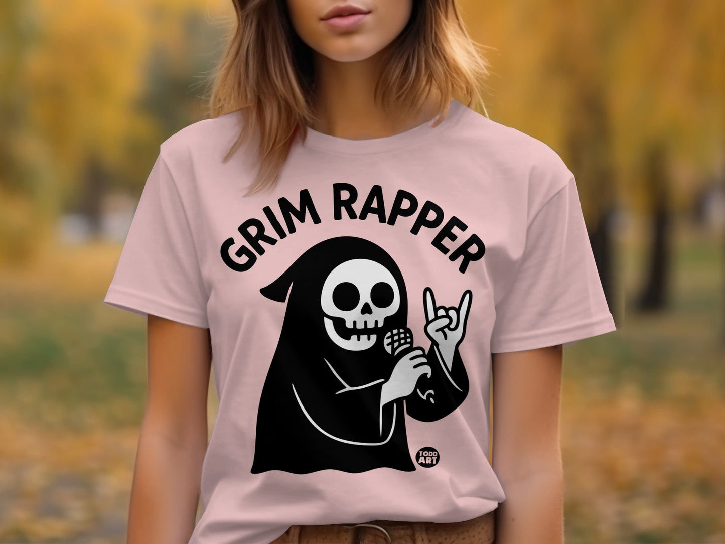 Grim Rapper Cute Skeleton Graphic Tee Shirt